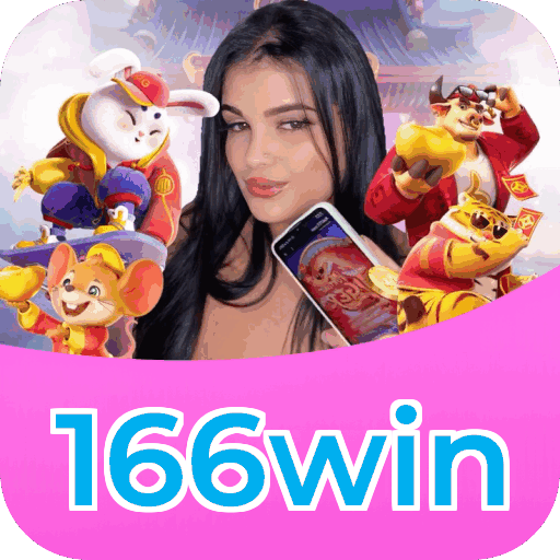 Interface do aplicativo 166win mostrando jogos disponíveis no iOS e Android